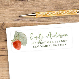 Watercolor Strawberry  Baby Shower Return Address Etiket