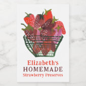 Watercolor Strawberry Basket Custom Homemade Jam Voedselcontainer Etiket (Enkel label)