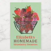 Watercolor Strawberry Basket Custom Homemade Jam Voedselcontainer Etiket (Enkel label)