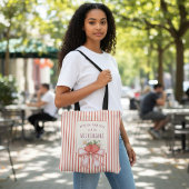 Watercolor Strawberry Daisy Family Name Tote Bag