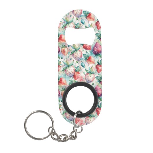 Watercolor Strawberry Mini Flessenopener (Voorkant)