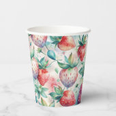 Watercolor Strawberry Papieren Bekers (Achterkant)