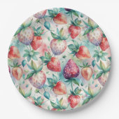 Watercolor Strawberry Papieren Bordje (Voorkant)