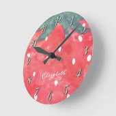 Watercolor Strawberry Ronde Klok (Hoek)