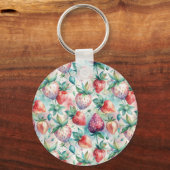 Watercolor Strawberry Sleutelhanger (Voorkant)
