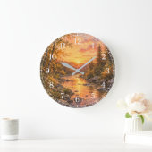 Watercolor Stream Wall Clock — Nature-Inspired Des Grote Klok (Huis)
