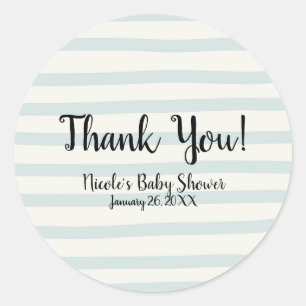 Watercolor Strepen Chic Baby Shower Modern Favor Ronde Sticker