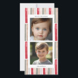 Watercolor Strepen Foto Feestdagenkaart<br><div class="desc">Vier het plezier van het kerstseizoen met onze Watercolor Stripes Kerstkaart, een perfecte combinatie van elegantie en persoonlijke charme. Deze prachtig ontworpen kaart heeft een opvallend watercolor streeppatroon in een harmonieus palet van rood, blozend roze, saliegroen, goud en grijs, waardoor een feestelijke en uitnodigende achtergrond ontstaat voor uw kerstgroeten. De...</div>