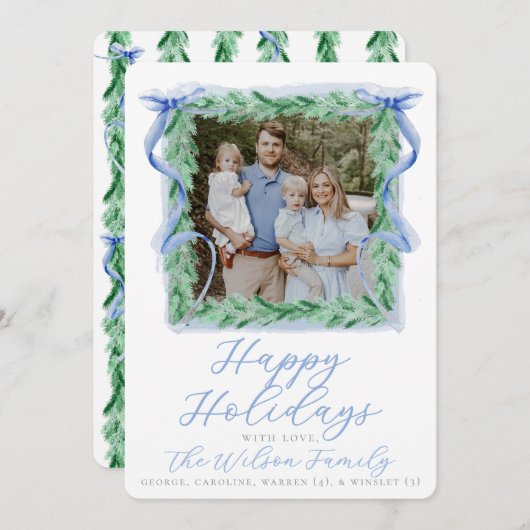 Watercolor Strikker Kerstkaart (Voorkant / Achterkant)