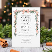 Watercolor Striped Red Bow Christmas Greenery Kaart