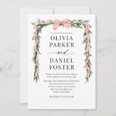 Watercolor Striped Red Bow Christmas Greenery Kaart (Voorkant)