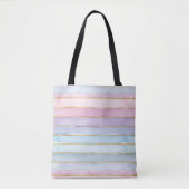 Watercolor Stripes Blue Purple Pink Summertime Tote Bag (Voorkant)