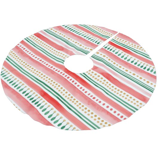 Watercolor Stripes & Dots Kerstboom Rok (Gekanteld)