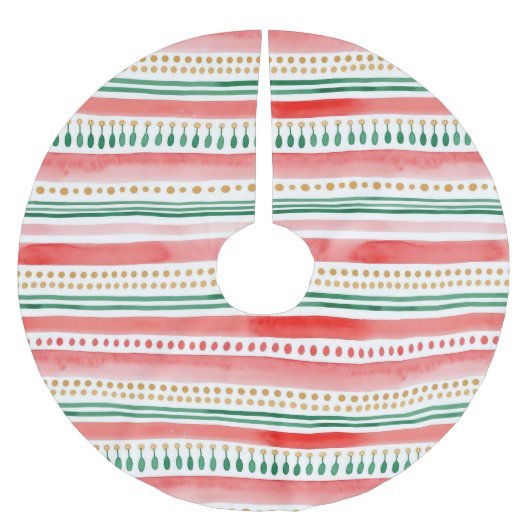 Watercolor Stripes & Dots Kerstboom Rok (Voorkant)