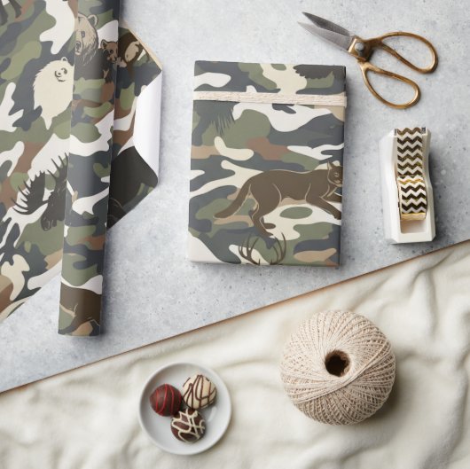 Watercolor Style Camouflage Camo with Animals Cadeaupapier (Crafts)