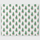 Watercolor Style Christmas Trees and Gifts Pattern Cadeaupapier (Vlak)