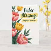 Watercolor Style Easter Blessings Card Kaart (Gele Bloem)
