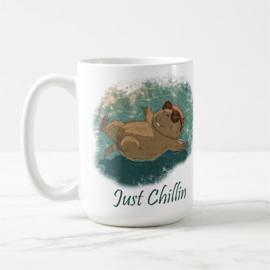 Watercolor Style Fun Capybara Just Chillin Quote Koffiemok (Links)