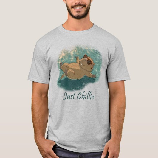  Watercolor Style Fun Capybara Just Chillin Quote T-shirt (Voorkant)