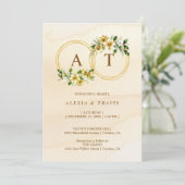 Watercolor Style Gold Floral Christmas Wreath Kaart (Staand voorkant)