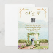 Watercolor Style QR Code Wedding Enclosure Card Informatiekaartje (Voorkant / Achterkant)