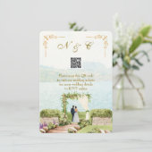 Watercolor Style QR Code Wedding Enclosure Card Informatiekaartje (Staand voorkant)