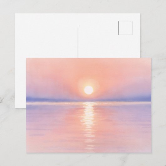 Watercolor Style Sun - Seascape Art Briefkaart (Voorkant / Achterkant)