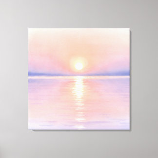 Watercolor Style Sun - Seascape Art Canvas Afdruk