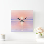 Watercolor Style Sun - Seascape Art Vierkante Klok (Huis)