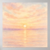 Watercolor Style Sunset Over Sea Art Poster (Voorkant)