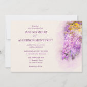 Watercolor-style wisteria bruiloft uitnodiging (Voorkant)