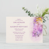 Watercolor-style wisteria bruiloft uitnodiging (Staand voorkant)