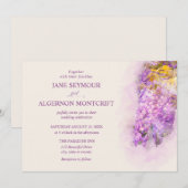 Watercolor-style wisteria bruiloft uitnodiging (Voorkant / Achterkant)