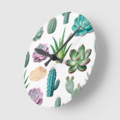 Watercolor Succulent Cactus Pattern Ronde Klok (Hoek)
