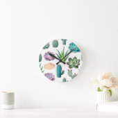Watercolor Succulent Cactus Pattern Ronde Klok (Huis)
