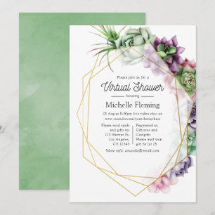 Watercolor Succulent Geometrische Virtuele Baby Sh Kaart