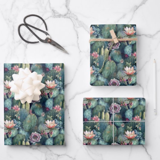 Watercolor Succulent Inpakpapier Vel (Voorkant)