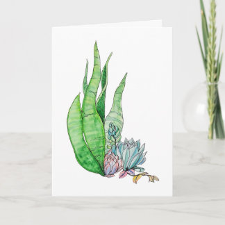 Watercolor Succulente Botanische Groene Planten Kaart