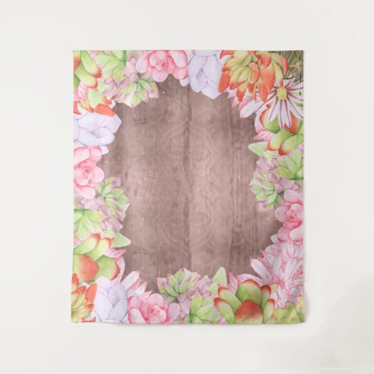 Watercolor Succulenten Achtergrond Wandkleed (Voorkant)