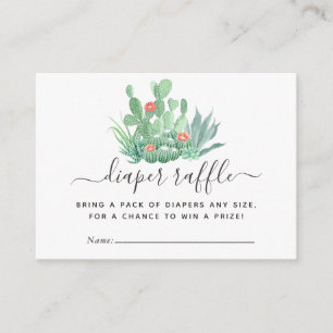 Watercolor Succulenten Baby Shower Luier Raffle Informatiekaartje
