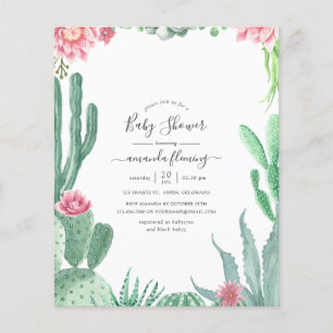 Watercolor Succulenten Baby Shower Uitnodiging Flyer