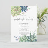 Watercolor Succulenten Bachelorette Weekend Agenda Kaart (Staand voorkant)