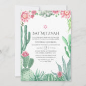 Watercolor Succulenten Bat Mitzvah Kaart (Voorkant)