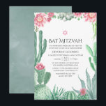 Watercolor Succulenten Bat Mitzvah Kaart<br><div class="desc">Trendy succulent planten bat mitzvah uitnodiging ontworpen om snel en eenvoudig te worden aangepast aan uw evenementdetails.</div>