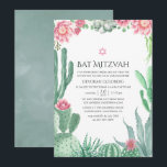 Watercolor Succulenten Bat Mitzvah Kaart<br><div class="desc">Trendy succulent planten bat mitzvah uitnodiging ontworpen om snel en eenvoudig te worden aangepast aan uw evenementdetails.</div>