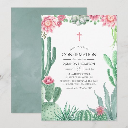 Watercolor Succulenten Bevestiging Kaart (Voorkant / Achterkant)