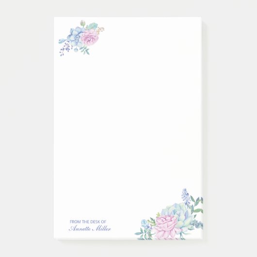 Watercolor Succulenten Bloemstuk Persoonlijk Post-it® Notes (Voorkant)