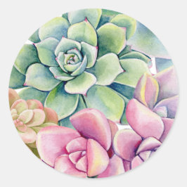 Watercolor Succulenten Boeket Zomer Ronde Sticker
