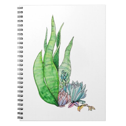 Watercolor Succulenten Botanisch Groen Notitieboek (Voorkant)