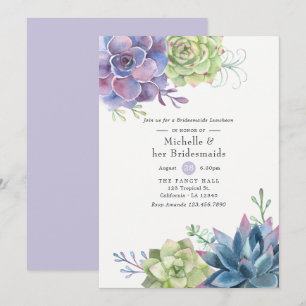 Watercolor Succulenten Bruidsmeisjes Luncheon Kaart